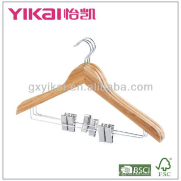 bamboo shirt hanger with 2pcs metal clips